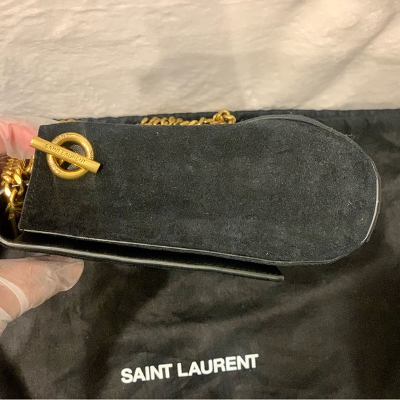 Yves Saint Laurent Reversible Black Leather & Suede Kate Bag w/Gold Chain Strap! - Picture 11 of 16